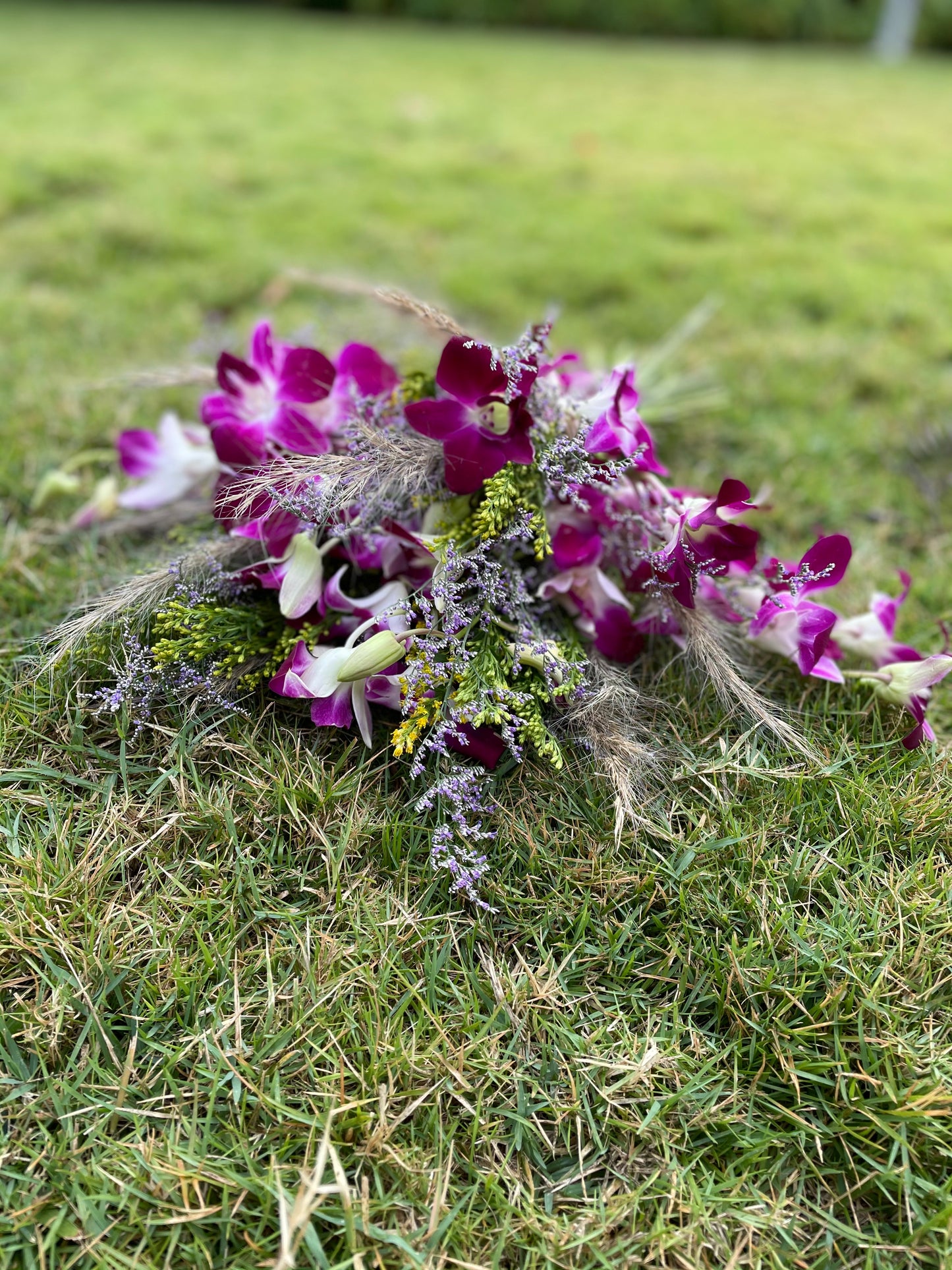 Purple Orchids, Golden Rod, Limonium, Dry Flower